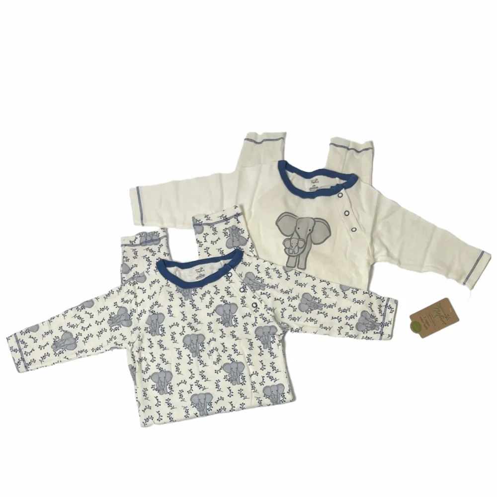 Organic Cotton One Piece Outfits Happy Elephant Luxury Infant Clothes 2 Pc Set